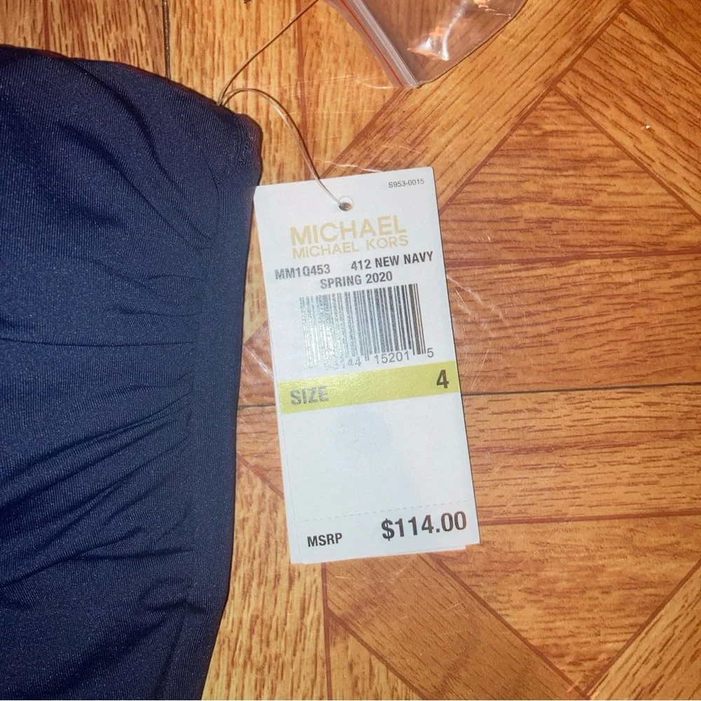 Michael Kors Womens Tie Front One Piece Swimsuit New Navy Size 4 MSRP $114 - Picture 2 of 6